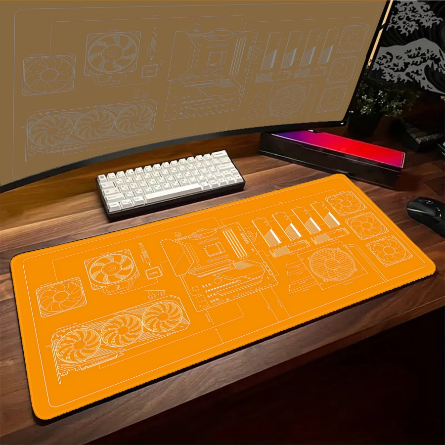 Pc Gaming Yellow - Tapis de bureau XXL noir, bleu,