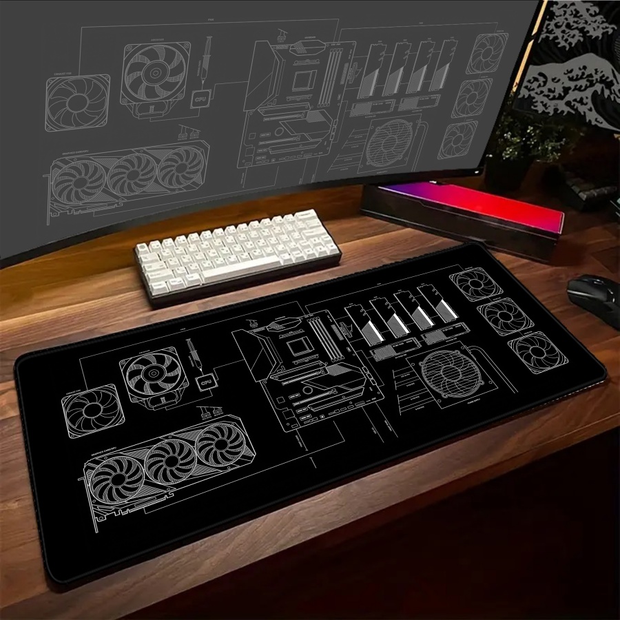 Tapis de bureau XXL noir, bleu - Pc Gaming Yellow avis et prix
