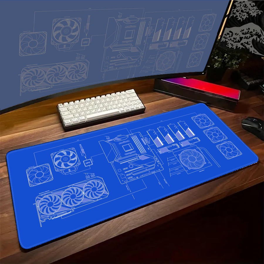 Tapis de bureau XXL noir, bleu - Pc Gaming Yellow avis et prix